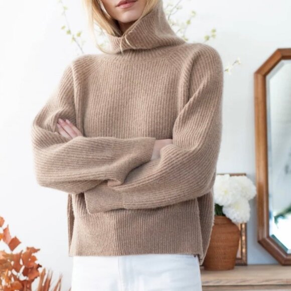 Marea by Liz Joy Sienna Cashmere Sweater in Camel Heather - Picture 8 of 8